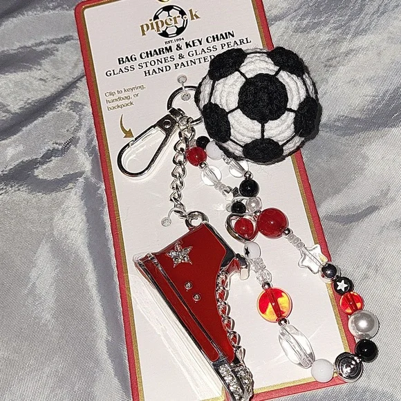 Piper K Soccer Ball and HIGH TOP SNEAKER Bag Charm Keychain HL - Picture 2 of 2